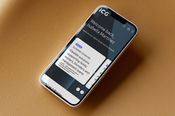 Smartphone displaying the ICG Client Lounge